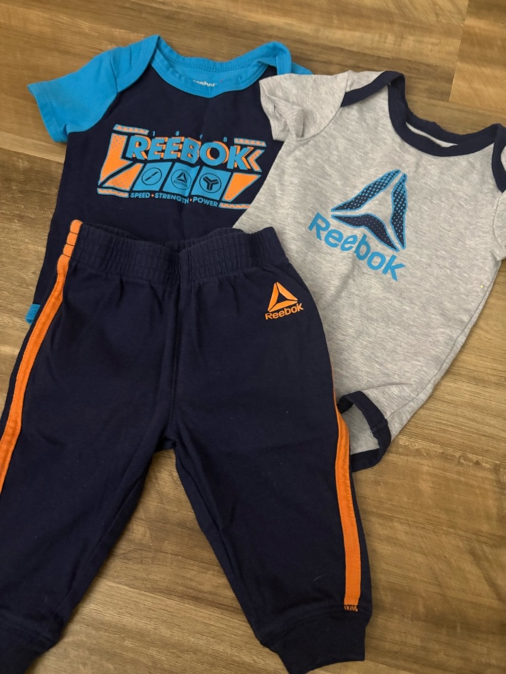Reebok Navy & Orange Kids Joggers with Blue Accent Bodysuits
